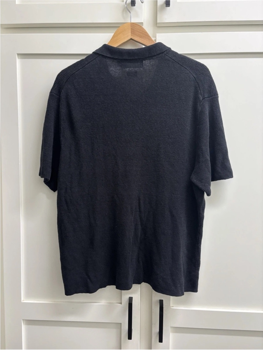Polo Ralph Lauren Linen Knit Polo Shirt L Black Italian Yarn Short Sleeve Mesh - Picture 4 of 7